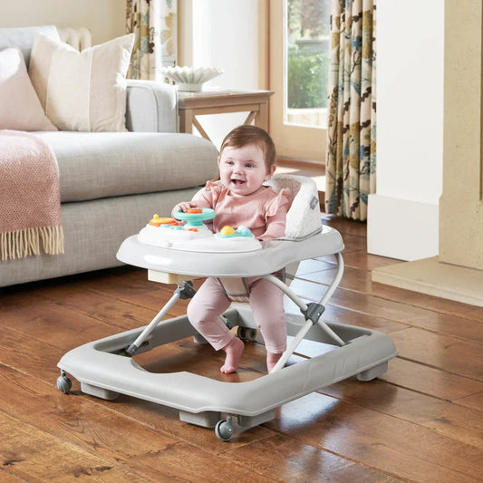 Babylo Go Go Walker – Grey | Adjustable Baby Walker with Interactive Play Tray