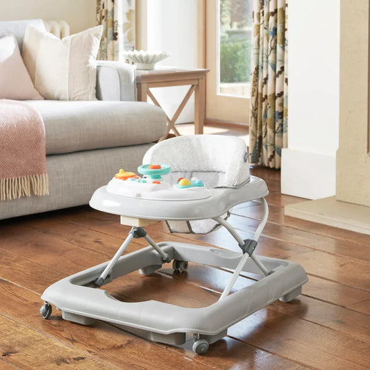 Babylo Go Go Walker – Grey | Adjustable Baby Walker with Interactive Play Tray